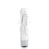 BEJ-1020-7 - 18 cm pleaser hoge hakken boots plateau strass wit