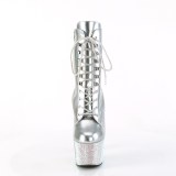 BEJ-1020-7 - 18 cm pleaser hoge hakken boots plateau strass zilveren