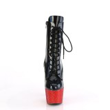 BEJ-1020-7 - 18 cm pleaser hoge hakken boots plateau strass zwart rood