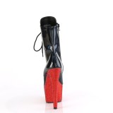 BEJ-1020-7 - 18 cm pleaser hoge hakken boots plateau strass zwart rood