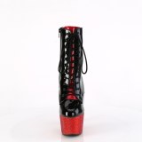 BEJ-1020FH-7 - 18 cm pleaser hoge hakken boots plateau strass zwart rood