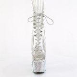 BEJ-1021C-7 - 18 cm pleaser high heels ankle boots strass transparent