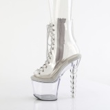 Beaded - 18 cm pleaser high heels ankle boots strass transparent