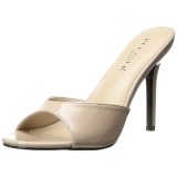 Beige 10 cm CLASSIQUE-01 dames slippers met hak