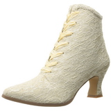 Beige 12 cm VICTORIAN-30 Dames Enkellaarzen met Veters