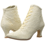 Beige 12 cm VICTORIAN-30 Dames Enkellaarzen met Veters