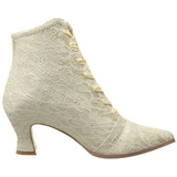Beige 12 cm VICTORIAN-30 Lace Up Ankle Calf Women Boots