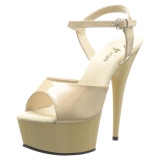 Beige 15 cm DELIGHT-609 pleaser hoge hakken met plateau