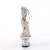 Beige 18 cm SKY-327RSI pleaser hoge hakken met strass enkel manchet