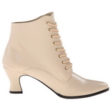 Beige 7 cm VICTORIAN-35 Dames Enkellaarzen met Veters