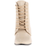 Beige 7 cm VICTORIAN-35 Dames Enkellaarzen met Veters