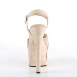 Beige Kunstleer 18 cm ADORE-709FS sandalen met naaldhak