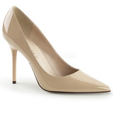 Beige Lak 10 cm CLASSIQUE-20 naaldhak pumps met puntneus