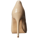 Beige Lak 13 cm AMUSE-20 naaldhak pumps met puntneus