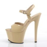 Beige Lak 18 cm Pleaser SKY-309 Hoge Hakken Plateau