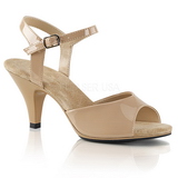 Beige Lak 8 cm BELLE-309 Hoge Hakken voor Mannen