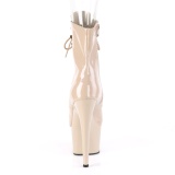 Beige Lakleer 18 cm ADORE-1021 dames enkellaarsjes met plateauzool