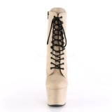 Beige Leatherette 18 cm ADORE-1020FS lace up ankle boots
