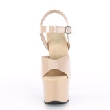 Beige hoge hakken 18 cm SKY-308N JELLY-LIKE stretch materiaal plateau hoge hakken