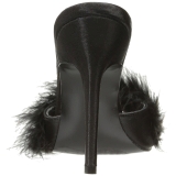 Black 10 cm CLASSIQUE-01F womens mules with marabou feathers