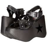 Black 13 cm DemoniaCult DYNAMITE-02 lolita sandals wedge sandals