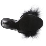 Black 13 cm POISE-501F Marabou Feathers Mules Shoes