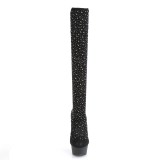 Black 15 cm DELIGHT-30022 Knit fabric exotic pole dance overknee boots