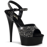 Black 15 cm DELIGHT-609RS Womens Shoes with Glittering Stones