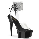 Black 15 cm DELIGHT-627RS black platform high heels with ankle straps