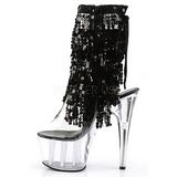 Black 18 cm ADORE-1017SQF sequins fringe ankle boots