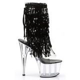 Black 18 cm ADORE-1017SQF sequins fringe ankle boots