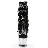 Black 18 cm ADORE-1017SQF sequins fringe ankle boots