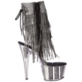 Black 18 cm ADORE-1017SRS womens fringe ankle boots high heels