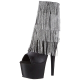 Black 18 cm ADORE-1024RSF womens fringe ankle boots high heels