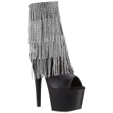 Black 18 cm ADORE-1024RSF womens fringe ankle boots high heels