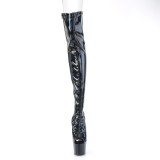 Black 18 cm ADORE-3011HWR Hologram overknee boots peep toe