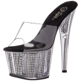 Black 18 cm ADORE-701SRS Rhinestones platform mules womens