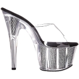 Black 18 cm ADORE-701SRS Rhinestones platform mules womens