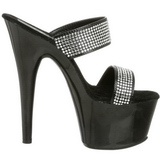 Black 18 cm ADORE-702-2 Platform High Heel Mules Rhinestone