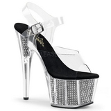 Black 18 cm ADORE-708SRS High Heeled Sandal Rhinestone Platform