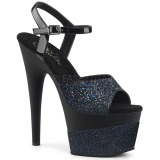 Black 18 cm ADORE-709-2G glitter platform sandals shoes