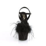 Black 18 cm ADORE-709F exotic pole dance high heel sandals with feathers