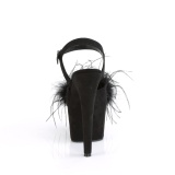 Black 18 cm ADORE-709F exotic pole dance high heel sandals with feathers