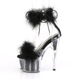 Black 18 cm ADORE-724F exotic pole dance high heel sandals with feathers