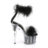 Black 18 cm ADORE-724F exotic pole dance high heel sandals with feathers