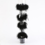 Black 18 cm ADORE-728F exotic pole dance high heel sandals with feathers