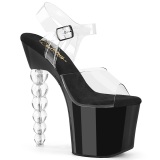 Black 18 cm BLISS-708 Beaded platform high heels shoes