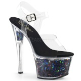 Black 18 cm SKY-308GF glitter platform sandals shoes