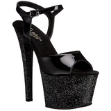 Black 18 cm SKY-309MG High Heels Glitter Platform