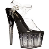 Black 18 cm STARDUST-708T Acrylic Platform High Heeled Sandal